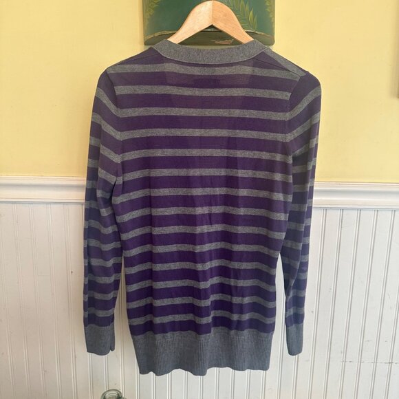 Tommy Hilfiger vintage y2k long line Striped Purple & Gray Cardigan Sweater M - Picture 2 of 6